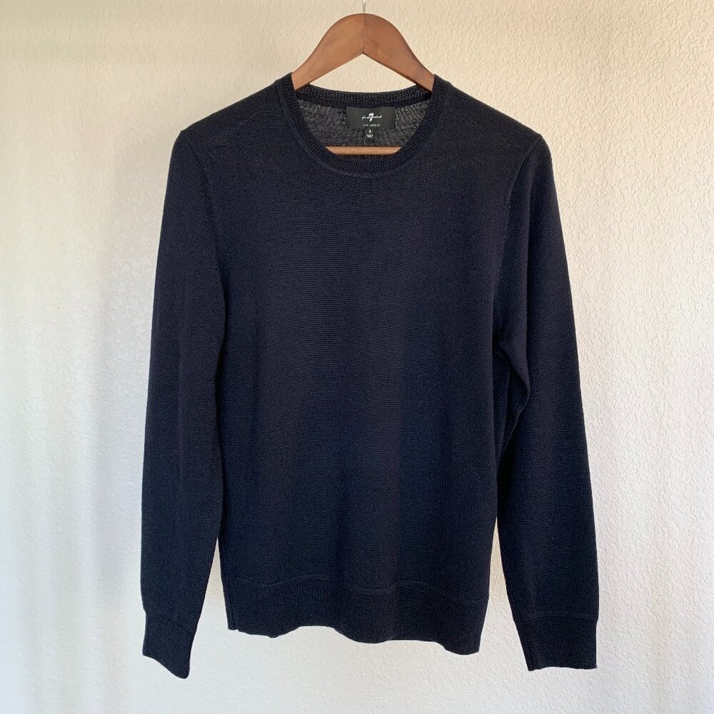 7 For All Mankind Merino Wool Sweater, 100% Italian Merino, Navy, Size S – NWT